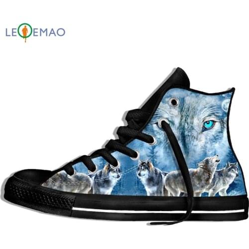 Walking Canvas Boots Shoes Breathable Wolf Funny Spring Autumn Winter Canvas Wearable Comfort Sport Shoes Classic Sneakers