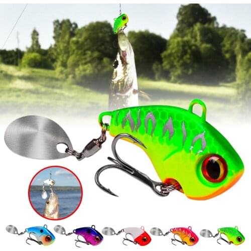 Fishing Lure Long Cast VIB Bait Spinner Spoon Fishing Lures for Pike Bass Trout Treble Hook Artificial Lure Fishing Baits 5Color