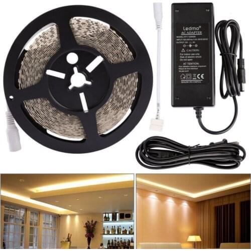 [Seven Neon]5M SMD 2835 600 LEDs 12V 72W 7500LM IP20 Dust Density Sealed Warm White LED Light+12V 5A power adaptor