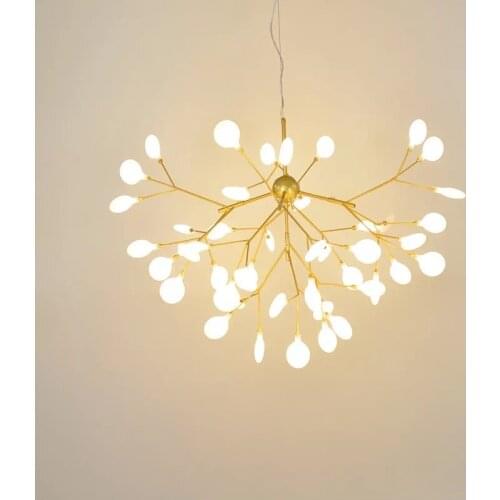 Nordic Firefly Modern LED Chandelier Simple Glossy G4 Indoor Hotel Lobby Guest Room Living Room Lighting Kitchen Restaurant Lamp