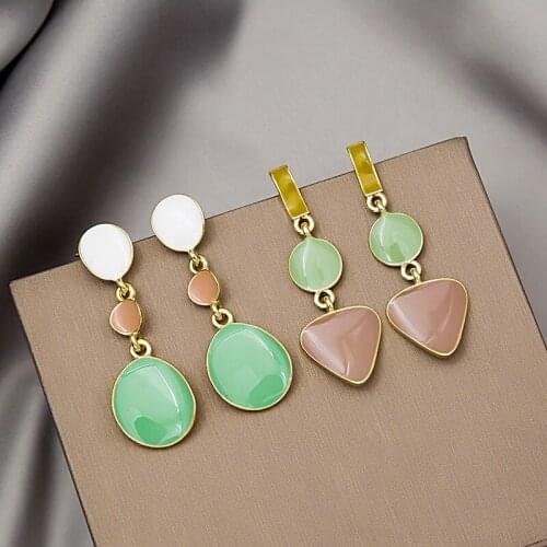 Modern Womens Long Hanging Earrings Korean Style Fashion Jewelry 2021 for Woman Cute Geometric Statement Earrings Gift to Girls