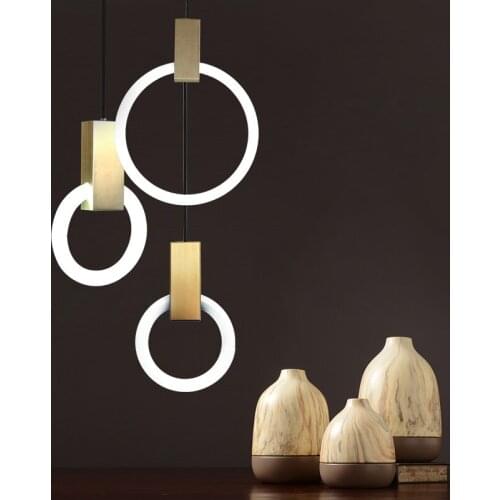 Villa Stairs Led Pendant Light Circles T5 Lustre Pendant Ligting Plate Metal Luminaria Indoor Lighting Lamparas Suspension Lamp