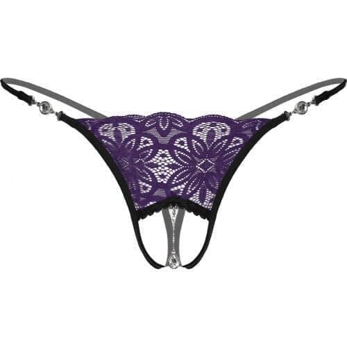 Mens Floral Lace G-string Thongs Underwear Lingerie Sissy Panties Low Rise Crotchless Thongs Briefs Pendant T-back Underpants