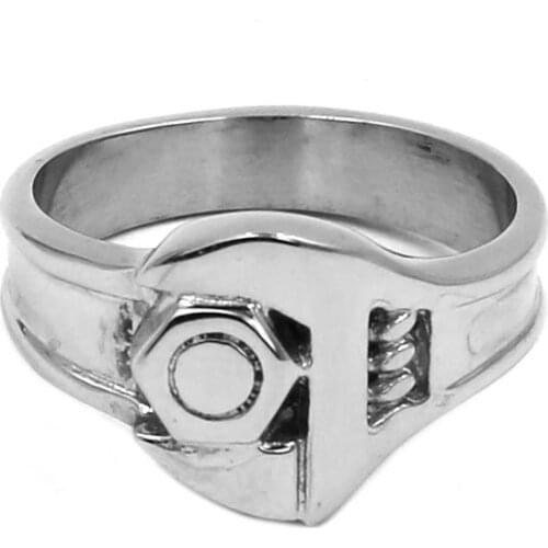 Screw Wrench Biker Ring 316L Stainless Steel Jewelry Cool Punk Tools Spanner Motor Biker Rings For Men Wholesale SWR0755A
