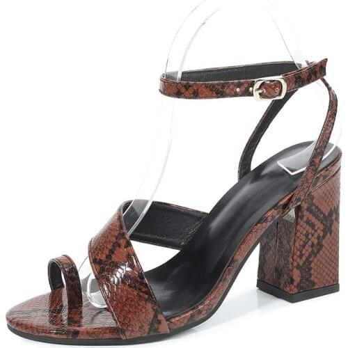2020 Summer Snake Print Strappy High Heels Shoes Women Sandals Peep Toe Sexy Party Female Ladies Shoes Woman Sandalias Band