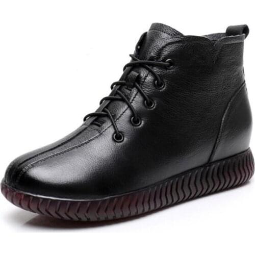 New Elegant Comfort Fashion Casual Shoes Woman Boots Flat Ankle Boots 2021 Warm Winter Boots Non-slip Wear Genuine Leather Boots