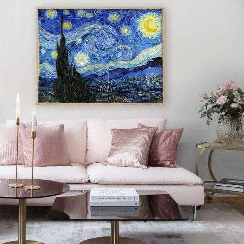 Famous Classic Van Gogh Starry Night Abstract Landscape Canvas Poster Wall Art Modern Print Picture Modern Home Decor