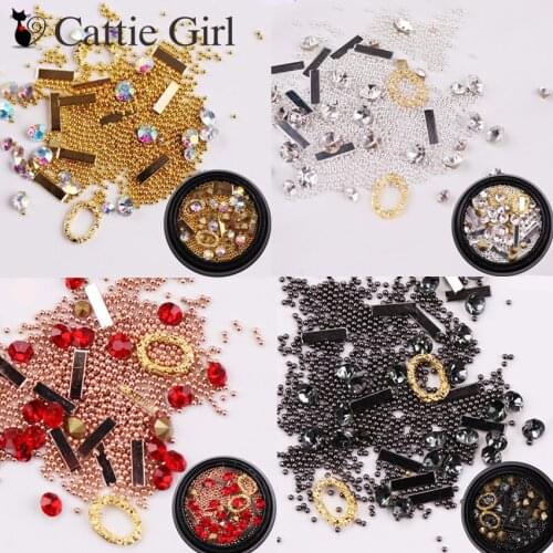 1box Nail Stone Rose Gold Nail Design Agate Crystal Rhinestones Decoration Golden Stick Nail Art Holographic AB Chameleon Beads