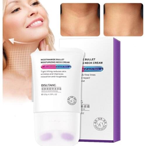 120g Double Roller V-Type Neck Cream Massager Smooth Skin Neck Cream Remove Neckline Wrinkle Lifting Firming Brighten Neck Mask