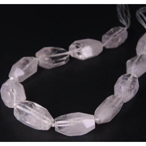15.5"/strand Large Size White Cut Crystal Nugget Pendants,Faceted Natural Quartz Stone Beads Necklace Bracelat Jewelry Making