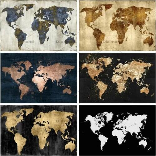 5D Diamond Painting World Map Full Square Rhinestones World Map Diamond Embroidery Landscape Cross Stitch Mosaic Home Decor