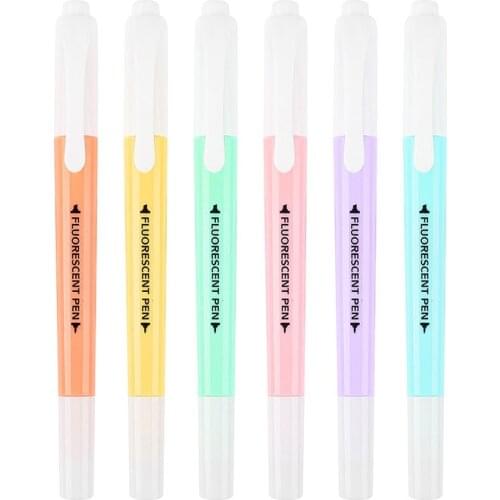 6 Colors/Set Art Marker Candy color Highlighter Pen Stationery Double Headed Fluorescent Pen Marker Pen Office School Supplies