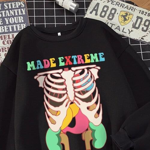 American clothing Skull O-neck sweatshirt oversize Vintage pullover Harajuka female sweatshirt Fall hip-hop letter women tops