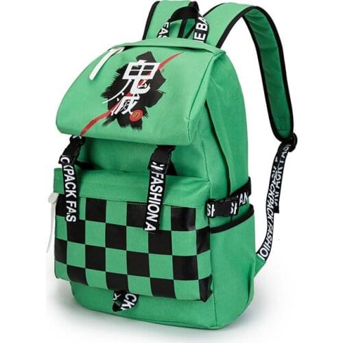 Anime Demon Slayer Kimetsu No Yaiba Kamado Tanjirou Cosplay Bag Cartoon Canvas Backpack Schoolbag Shoulders Travel Laptop Bags