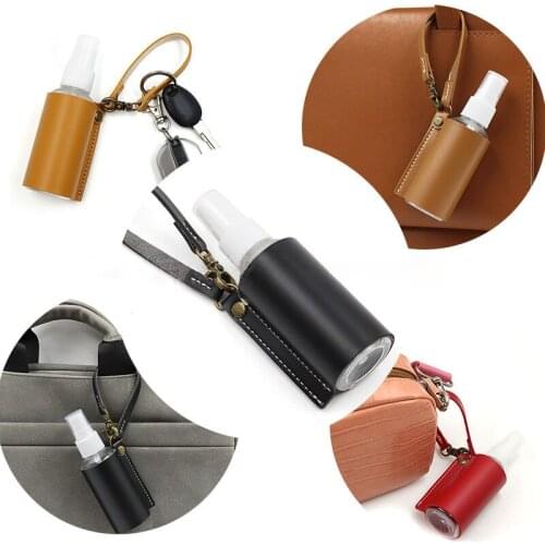 Sanitizer Holder Portable Empty Spray Bottle With Leather Case Keychain 60ml Refillable Bottle For Hand Sanitizer Disinfectant
