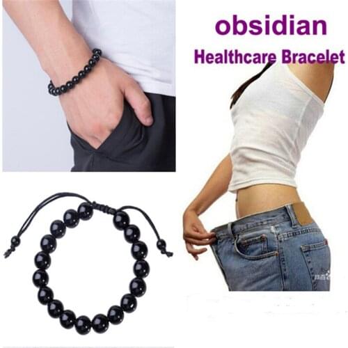 Elegant Round Obsidian Stone Healthcare Bracelet Healthcare Weight Loss Bracelet