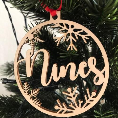 Personalized name ornaments Custom CHRISTMAS baubles, Wooden hanging PERSONALISED gift, Laser cut snowflakes CHRISTMAS tree