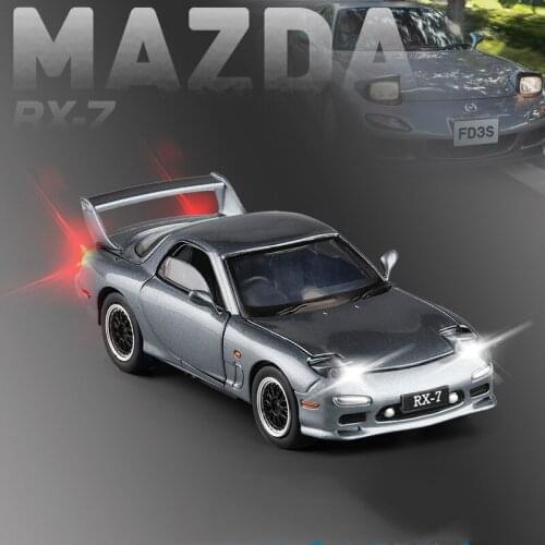 Exquisite gift 1:32 Mazda RX7 sports car alloy model,simulation metal door sound and light model, childrens toys,free shipping