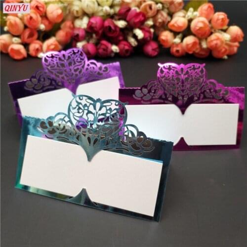 10pcs Vintage Laser Cut Heart Seat card Table Number Name Card Place paper Cards Wedding Birthday Party Decoration 6Zsh871
