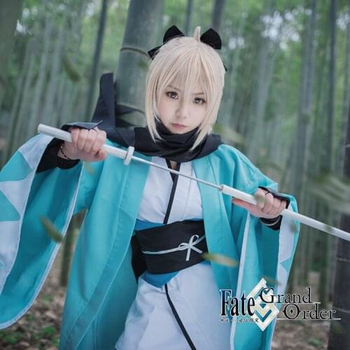 New Fate/Grand Order Sakura Saber Okita Souji Kimono Cosplay Costume Clothing Carnival/Halloween Party Costumes for Women/Men