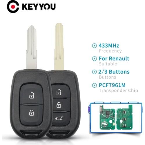 KEYYOU PCF7961M 2 Buttons 433MHz For Renault Sandero Dacia Logan Lodgy Dokker Duster Trafic Clio4 Master Car Remote Control Key