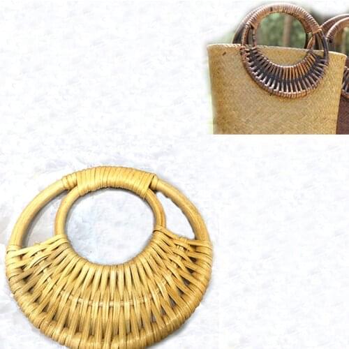 Round Rattan 2021 Purse Handle Bag Handle DIY Bag Hanger Wooden Bamboo Strap Cane Straw Bag Handle ручки для сумок
