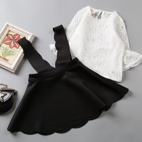 Lace T-shirt + strap skirt2017 new summer Girls Kid comfortable cute baby Clothes Children Clothing