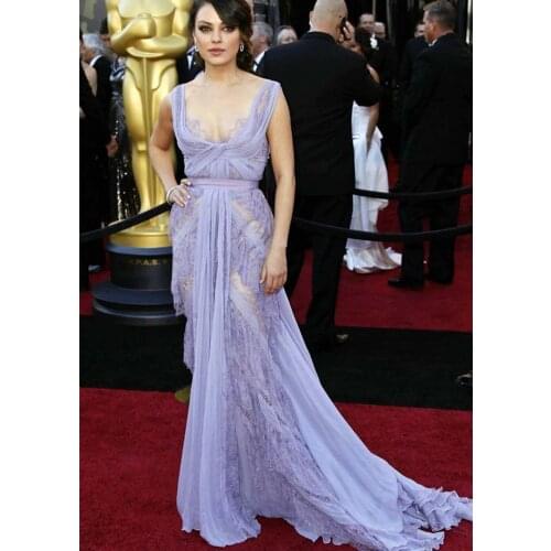 Lace and Chiffon Long Prom Gown Unique Design Floor Length Evening Dress for Wedding Party Custom Made