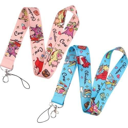 Chicken And Cow Neck Strap Lanyards ID badge card holder keychain Mobile Phone Strap Gift Ribbon webbing necklace decorations