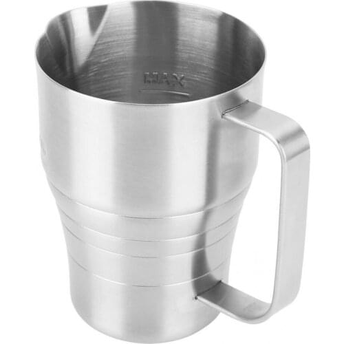 Coffee Jug Household Silver Stainless Steel Coffee Frothing Pitcher Latte Cappuccino Milk Frothing Cup with Scale 900ml Barista