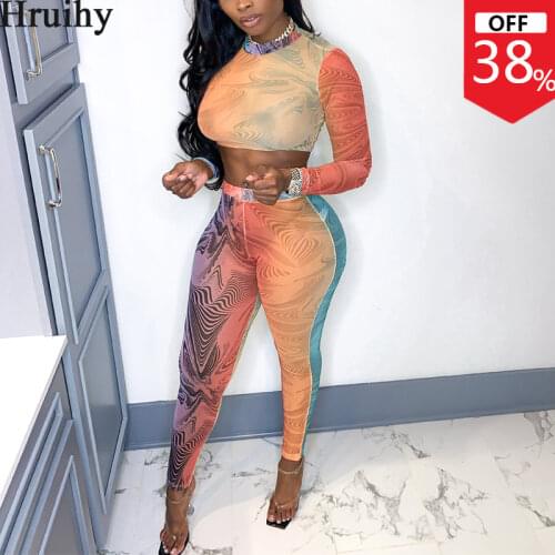 Hot Sale Outfits for Women Long Sleeve Crop Tops&woman Pants Print Fashion Casual Women Set Sport Fitness Knit Two Peice Sets