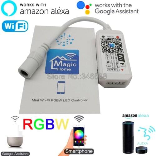 Magic Home Mini Wifi RGBW LED Controller DC 5-24V Smartphone APP Control Alexa Google Home Voice Control for 5050 RGBW Strip 12V