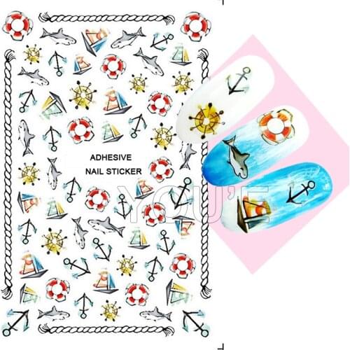 The Sea Nail Art Stickers Decoration Back Glue Self Adhesive Decal 3D Shell Nail Sticker Manicure Tropical Fish Nail Design Foil
