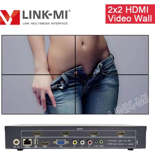 LINK-MI TV04 2x2 Video Wall Controller HDMI/USB/VGA/AV inputs 1x2 1x3 1x4 4x1 For 4 Splicing LCD Display TV Wall 180° Rotation
