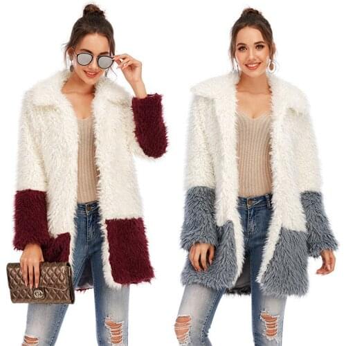 New imitation fur coat in Europe and the United States womens clothing long wide imitation fur cotton coat female fur jacket