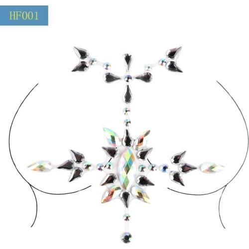 New Resin Crystal Rhinestone Domineering Tattoo Chest Stickers Halloween Chest Stickers Rhinestone Tattoo Stickers For Young