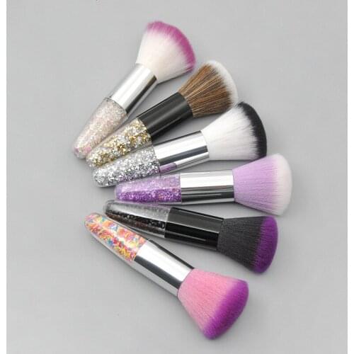 Single Diamond Transparent Handle Loose Powder Makeup Brush Cone Crystal Particles Quicksand Handle Blush Foundation Brush