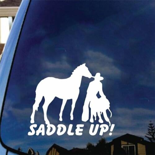 Saddle Up Vinyl Decal Sticker Cowboy Cowgirl Horse Ranch Farm Stables Love Cute sticker 15cm