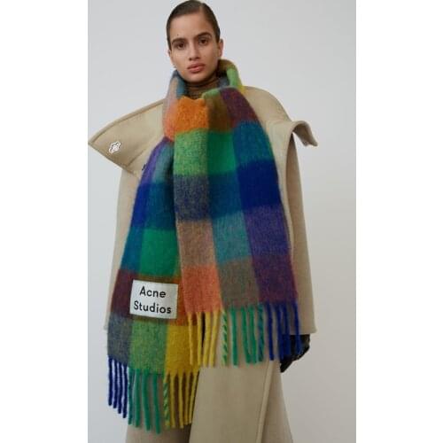 Ac Family Cashmere Shawl in Autumn and Winter2019,Winter Fashion Colored Chequered Scarf Warms Students'Necks and Thicker Shawls