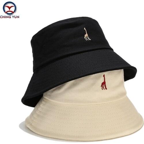 New Hat spring and summer Lovely giraffe embroidery beach fisherman hat boys and girls students simple casual hat sunshade hat