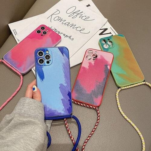 Strap Cord Chain Necklace Lanyard Phone Case for xiaomi poco x2 m2pro c3 poco m2 m3 f3 x3 x3nfc cartoon Painting Silicone