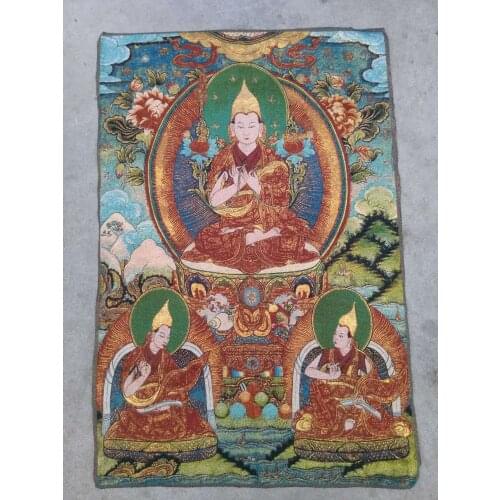 Elaborate Chinese Tibet silk embroidery thangka bodhisattva