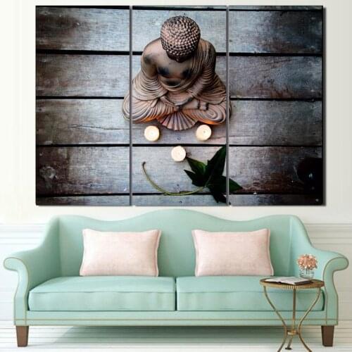 Modern Canvas Painting Home Decorative 3Pcs Buddha HD Print Modular Picture Religious Wall Art Poster For Living Room No Framed
