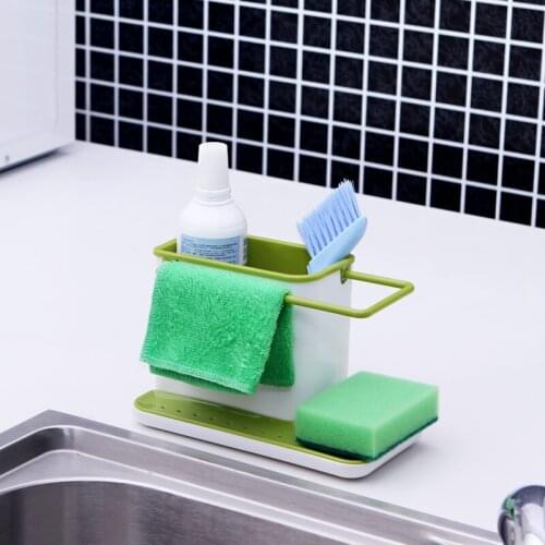 1PC Sponge Kitchen Box Draining Rack Dish Self Draining Sink Storage Rack Kitchen Organizer Stands Utensils Towl Rack