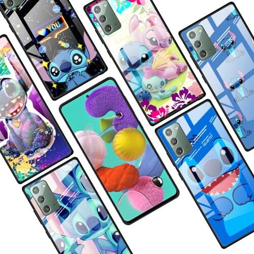 Stitch cartoon cute for Samsung Galaxy Note 20 Ultra 10 Lite Plus 9 8 5G A70 A50 A40 A30 A20 Tempered Glass Phone Case