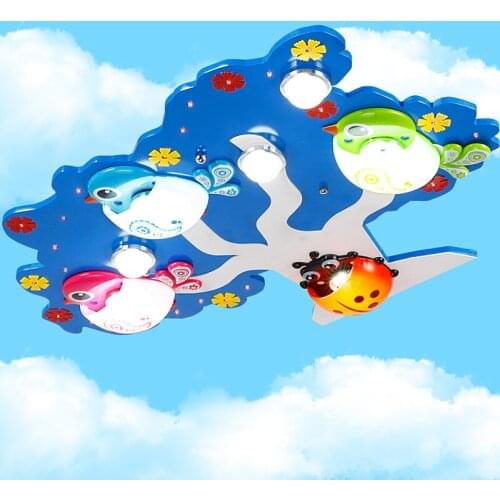 LED childrens room ceiling light creative bird big tree cartoon bedroom male girl room eye care kindergarten ceiling lamp ZA830