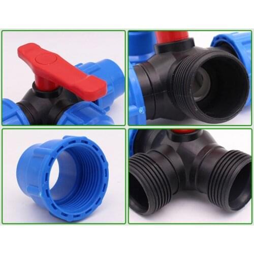 PE three-way quick connect valve plastic valve T-type valve inner diameter 20/25/32mm plastic three-way ball valve