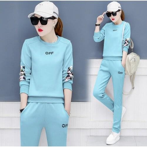 Trending Products 2019 NEW Spring-autumn sports suit women 2 piece set elegant Womens Knitted pullover tops + trousers K4602