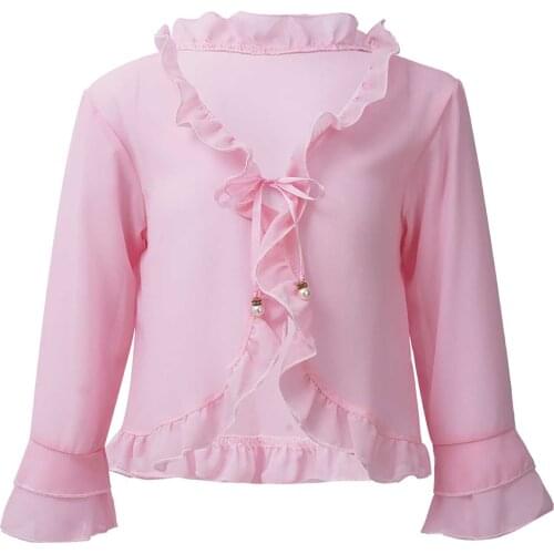 Spring Summer Cardigan Flower Girls Sun Protection Coat Ruffle Chiffon Outwear For 3-10T Kids Clothes Children Princess Cardigan