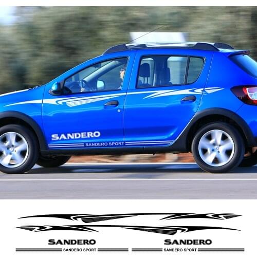 2PCS Car Both Side Door Stickers For Dacia Sandero Vinyl Film Sports Graphics Decals Automobiles Styling Tuning Car Accessories